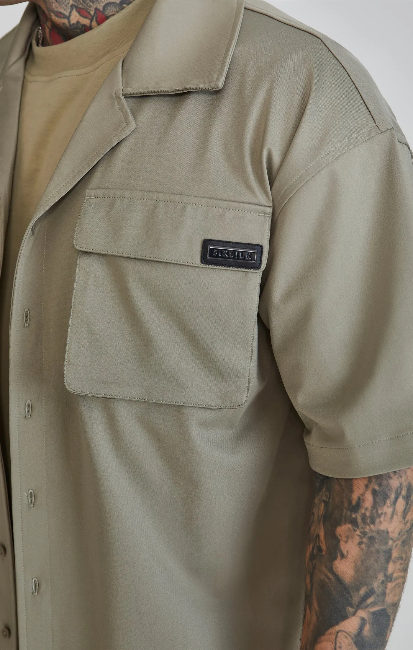 Khaki Flight Utility Shirt sold by Siksilk product image thumbnail 5
