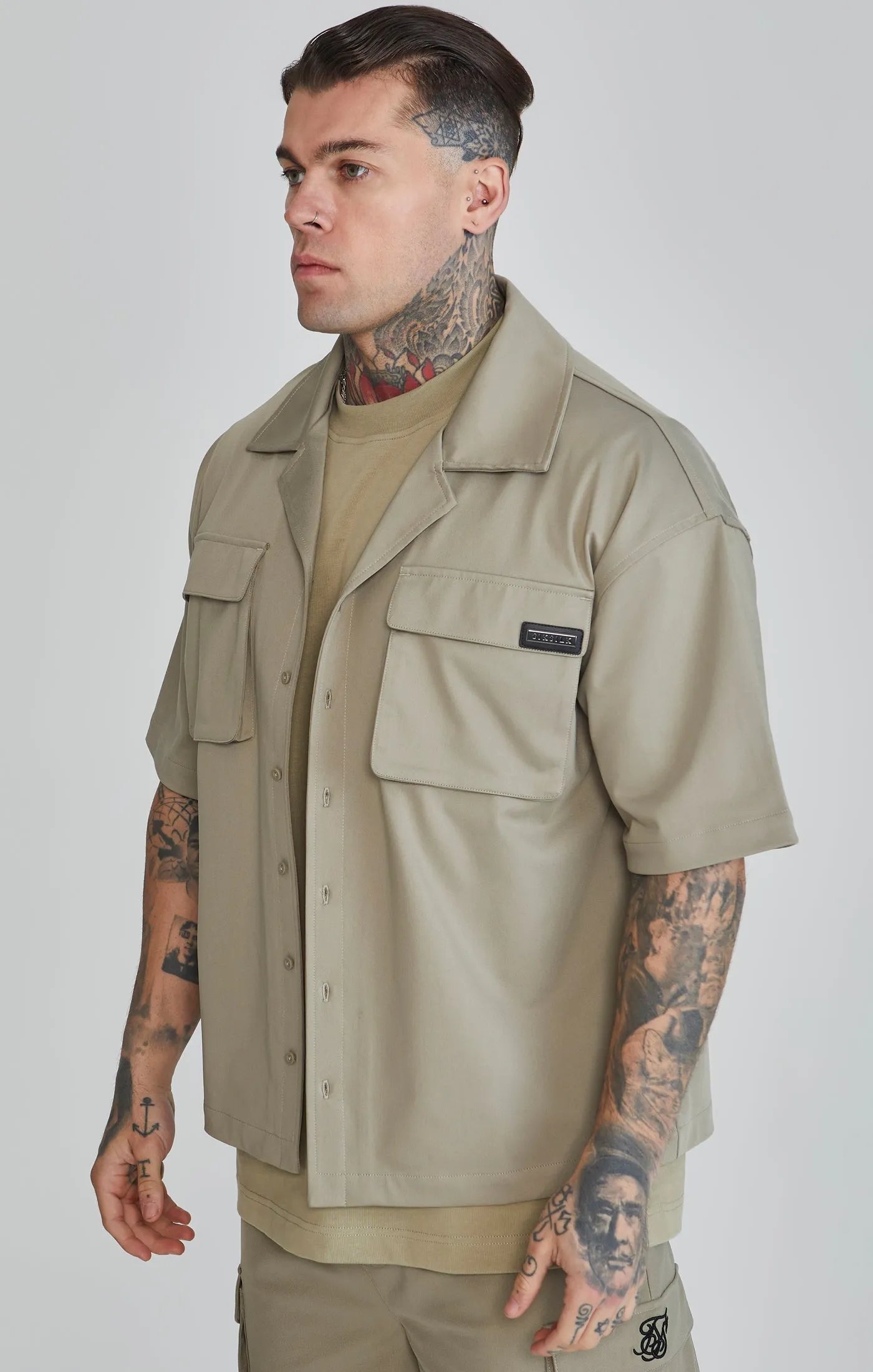 Khaki Flight Utility Shirt sold by Siksilk