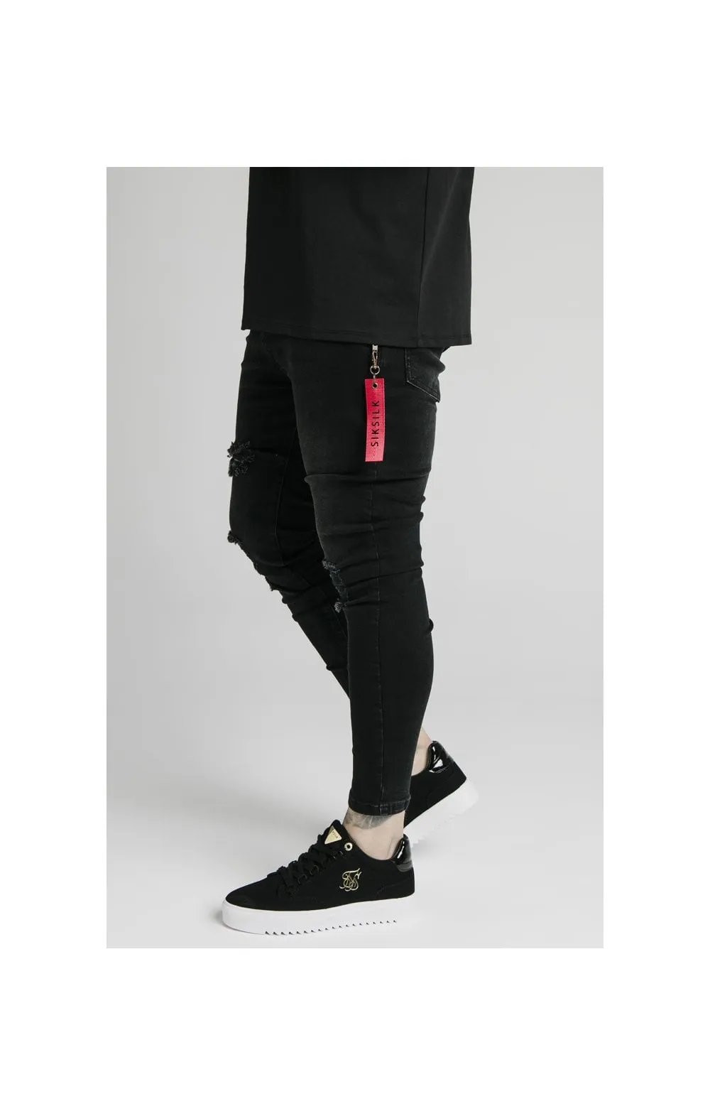 SikSilk Distressed Flight Jeans – Washed Black sold by Siksilk product image thumbnail 2