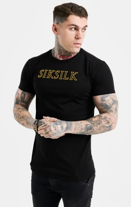 Black SikSilk Logo Muscle Fit T-Shirt sold by Siksilk