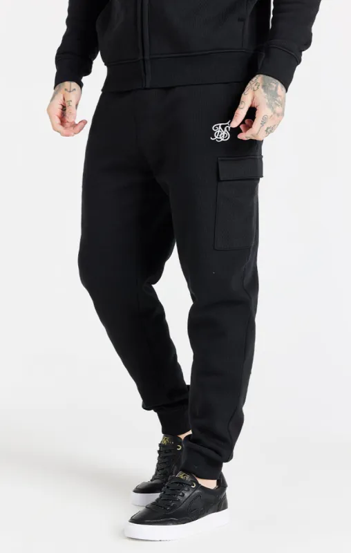 Black Essential Cargo Fleece Jogger sold by Siksilk