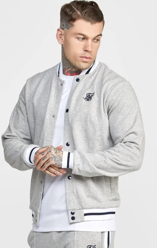 Grey Marl Collegiate Logo Varsity Jacket sold by Siksilk