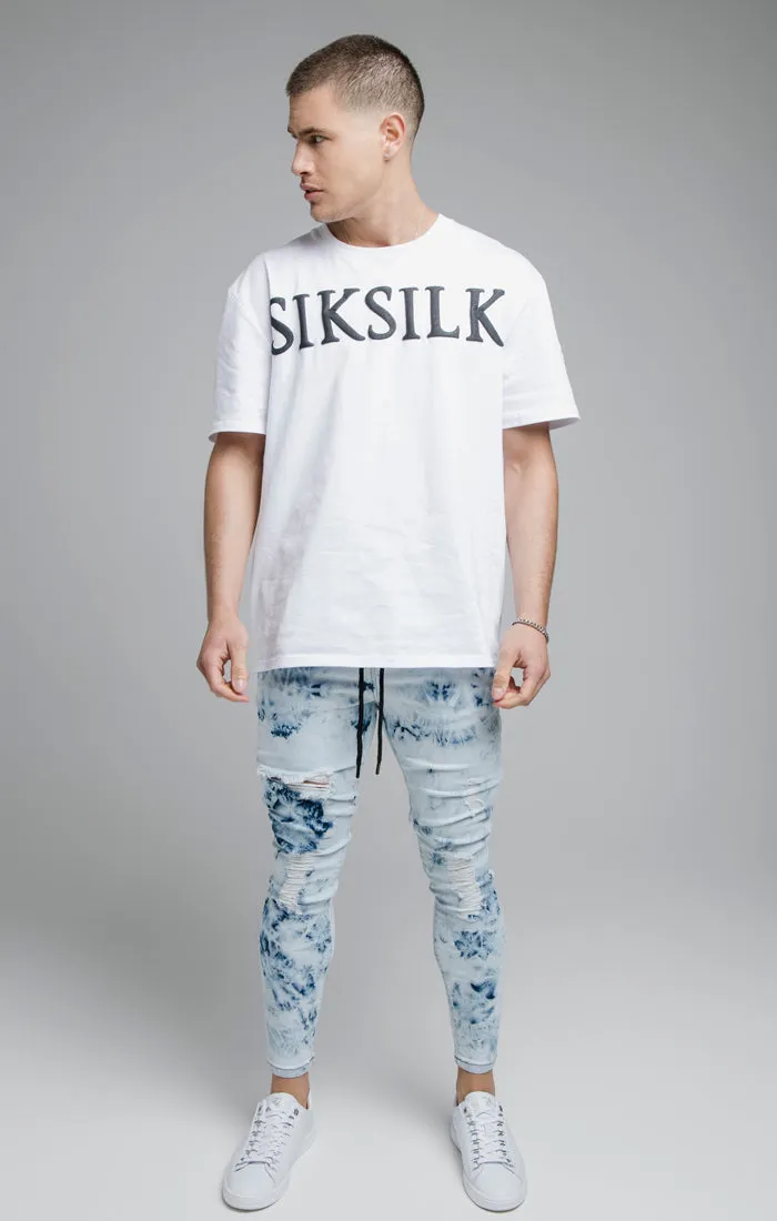 Blue Tie Dye Distressed Elasticated Jean sold by Siksilk product image thumbnail 2