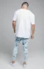 Blue Tie Dye Distressed Elasticated Jean sold by Siksilk