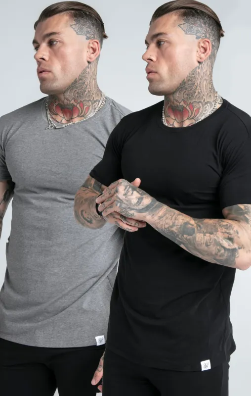 Black And Grey Marl T-Shirt (Pack Of 2) sold by Siksilk