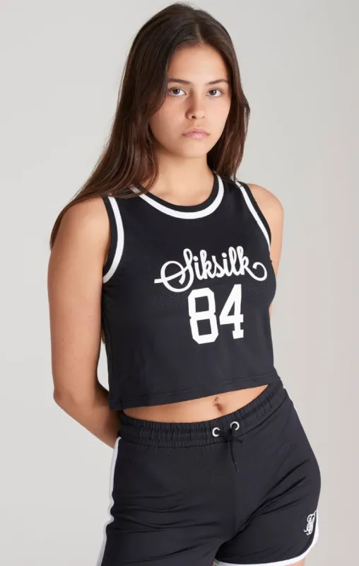 SikSilk Mesh Basketball Crop Vest - Black sold by Siksilk