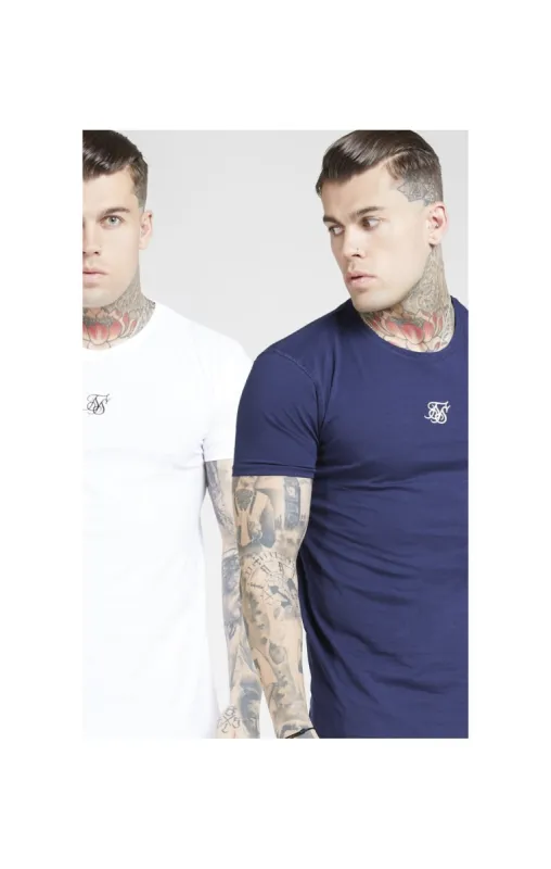 White And Navy T-Shirt Pack Of 2 sold by Siksilk