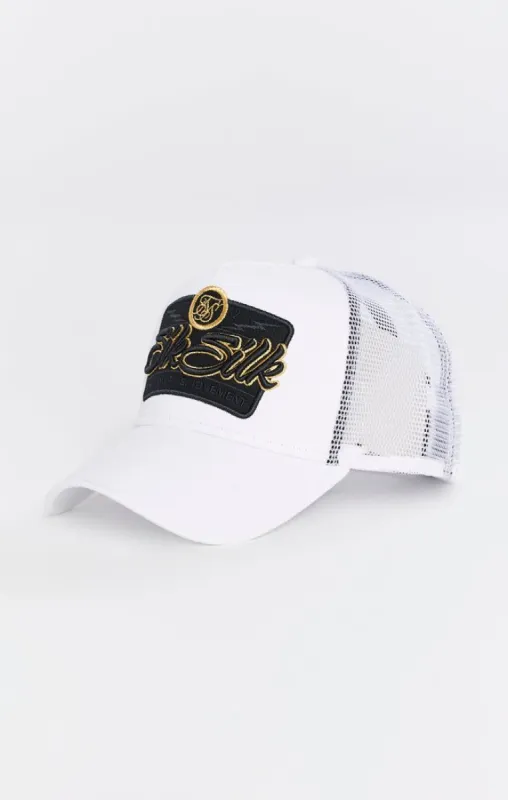 White Volt Patch Mesh Trucker Cap sold by Siksilk