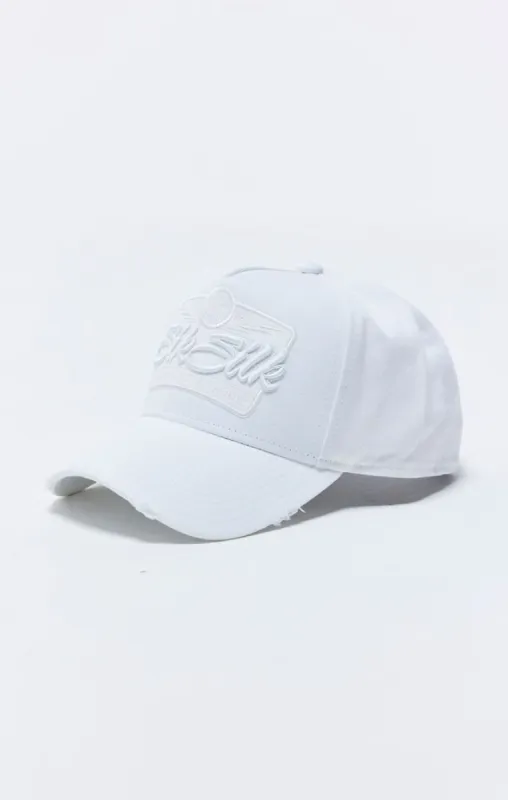 White Distressed Volt Patch Trucker Cap sold by Siksilk