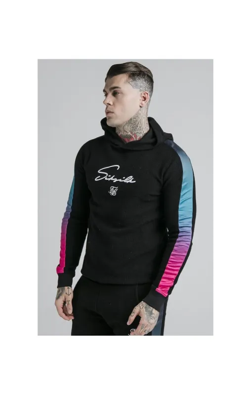 SikSilk Overhead Loop Back Fade Hoodie - Black & Tri Neon sold by Siksilk