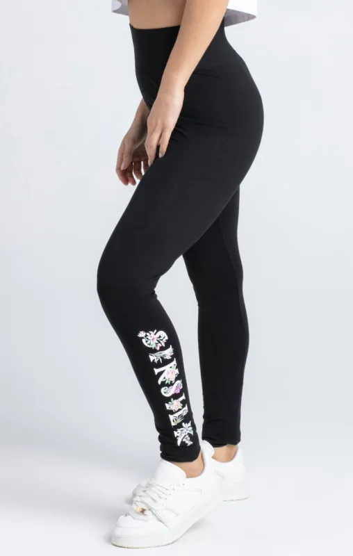 Black Floral Legging sold by Siksilk