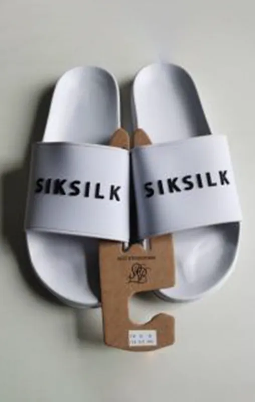 White Raised Branded Slider sold by Siksilk