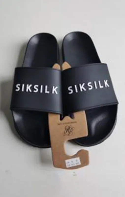Black Raised Branded Slider sold by Siksilk