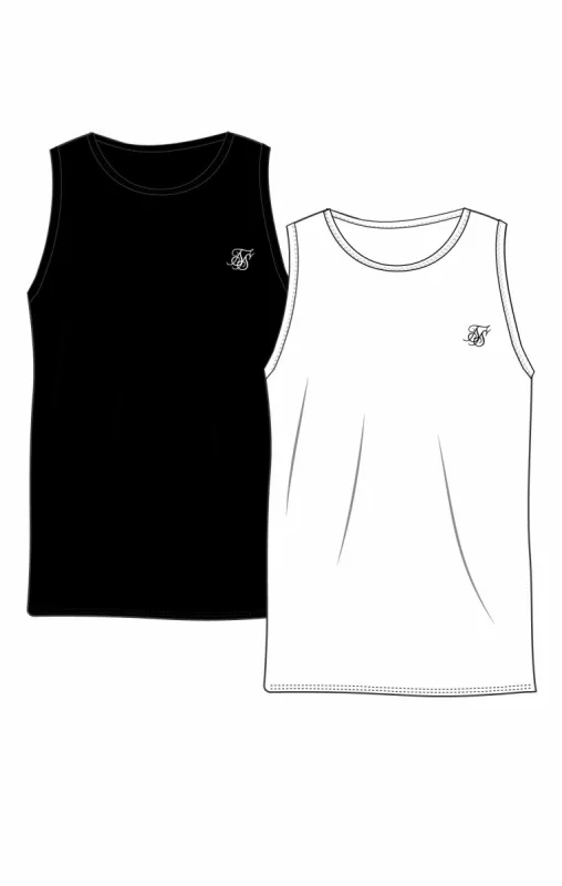 Black & White Muscle Fit Essential Vest Twin Pack sold by Siksilk