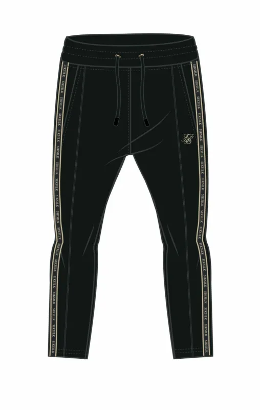 Black & Gold Slim Fit Taped Track Pant sold by Siksilk