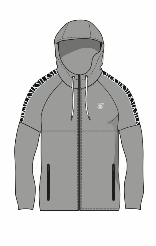 Grey & Black Muscle Fit Taped Hoodie sold by Siksilk