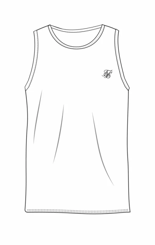White Muscle Fit Essential Vest sold by Siksilk