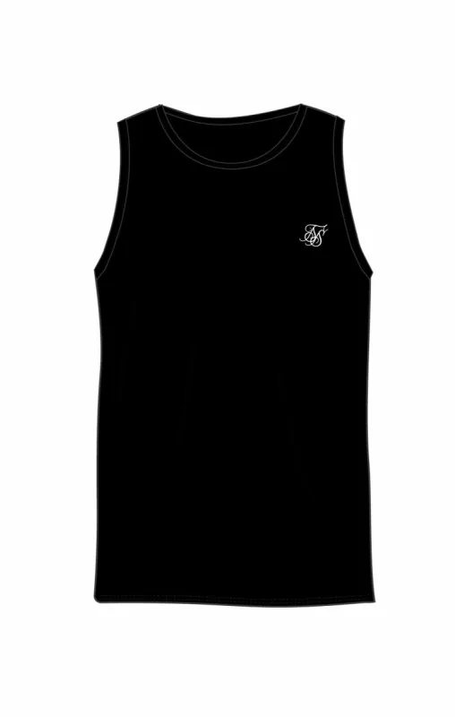 Black Muscle Fit Essential Vest sold by Siksilk