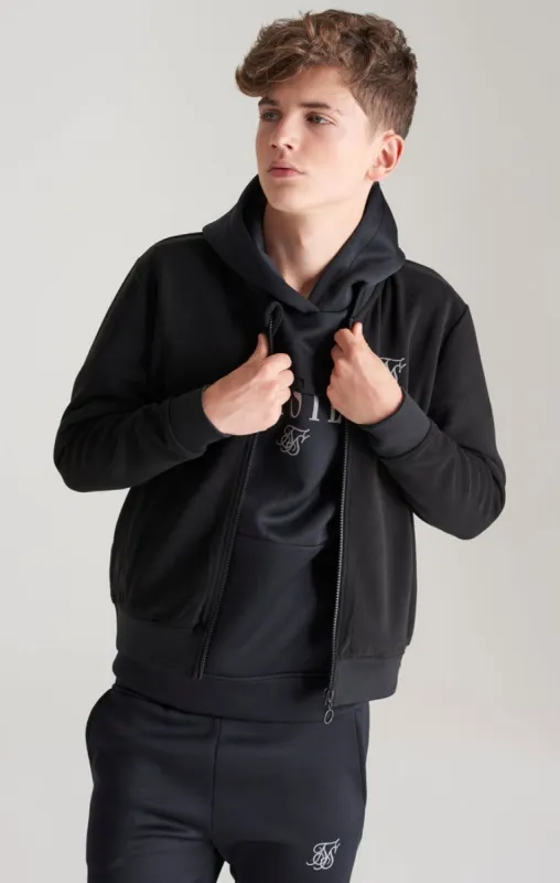 Boys Black Metallic Logo Bomber sold by Siksilk