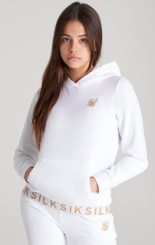 Girls White Taped Overhead Hoodie sold by Siksilk