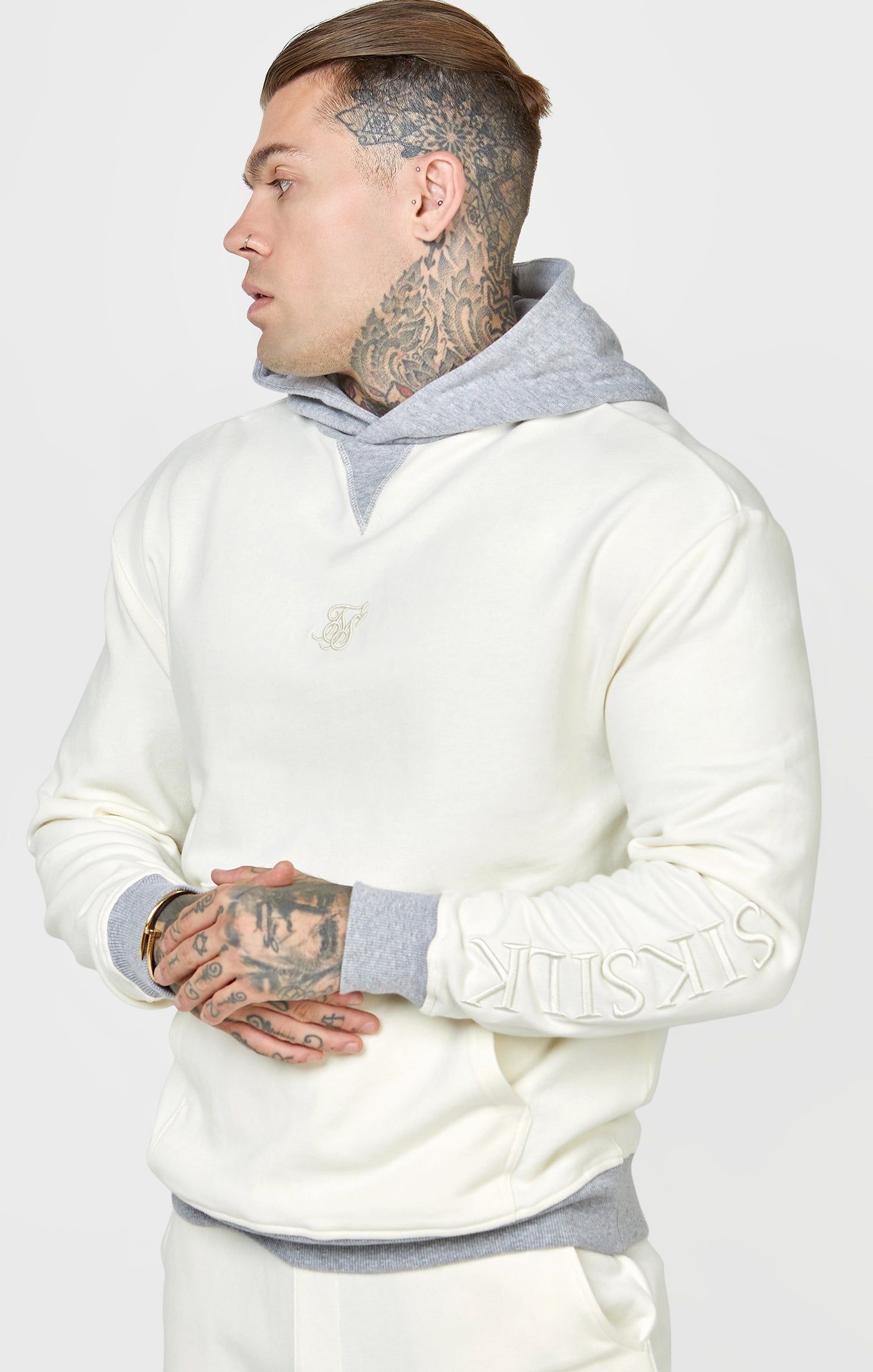 Ecru Contrast Hood Hoodie sold by Siksilk