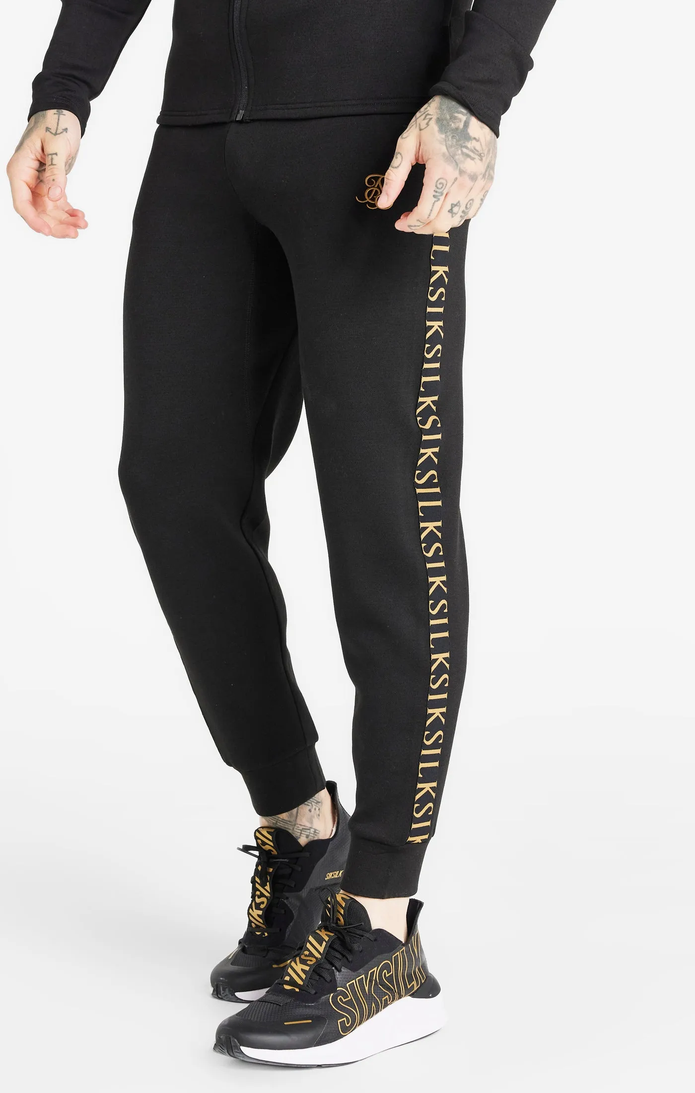 Black Dynamic Fitted Track Pant sold by Siksilk