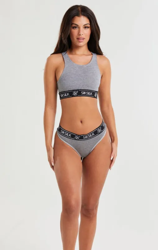 Grey Marl Racerback Bralette sold by Siksilk