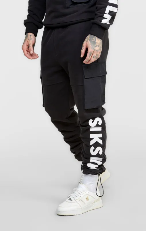Black Contrast Pocket Cargo Pant sold by Siksilk