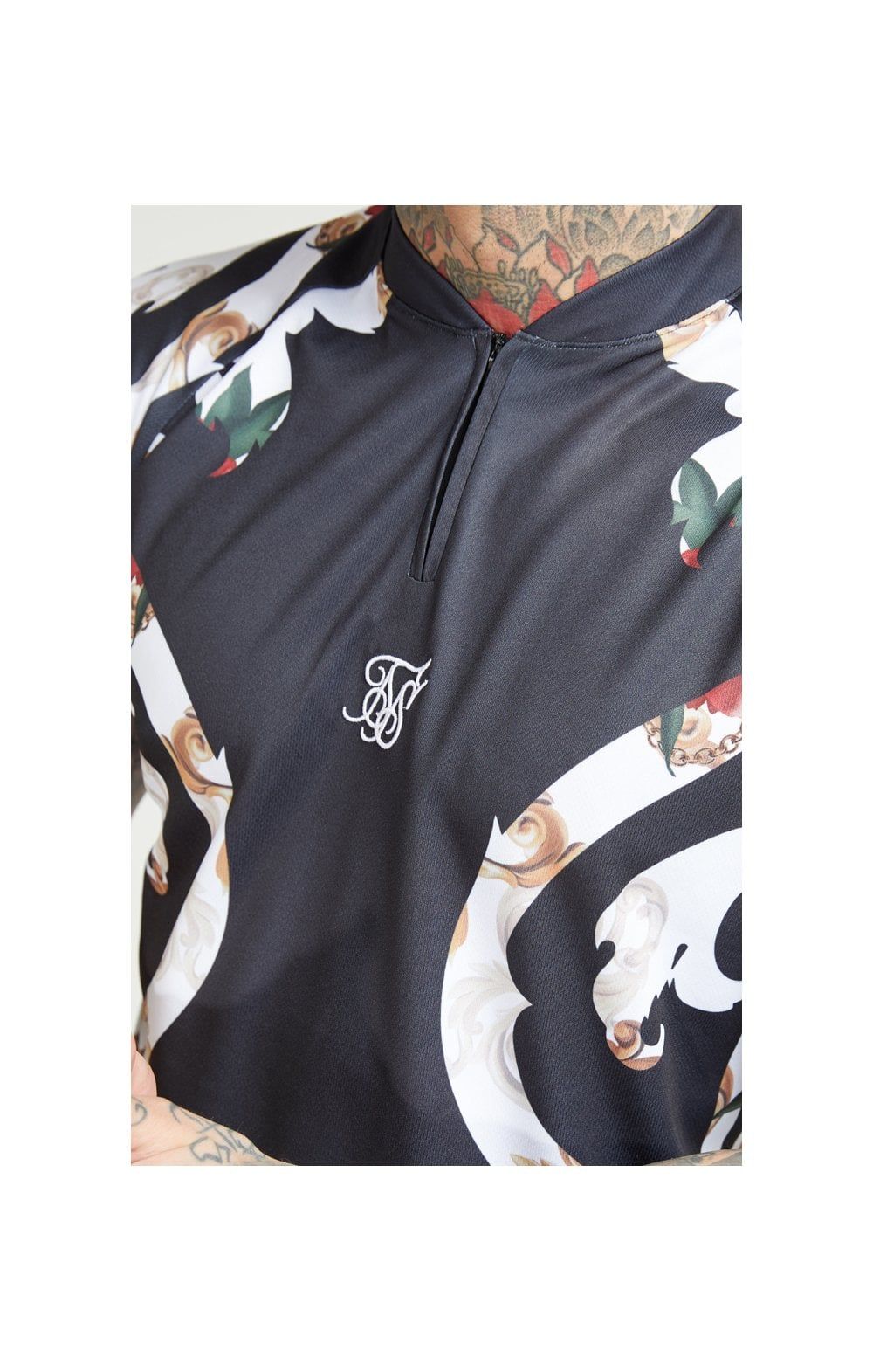SikSilk Baseball Tee – Jet Black & Floral Elegance sold by Siksilk product image thumbnail 2