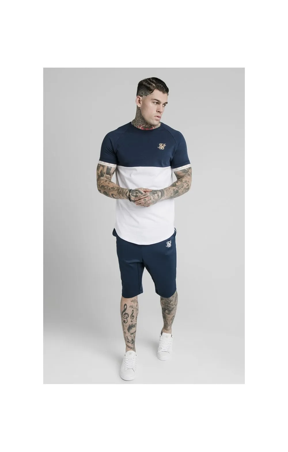 SikSilk S/S Cut & Sew Tech Tee - Navy & White sold by Siksilk product image thumbnail 2