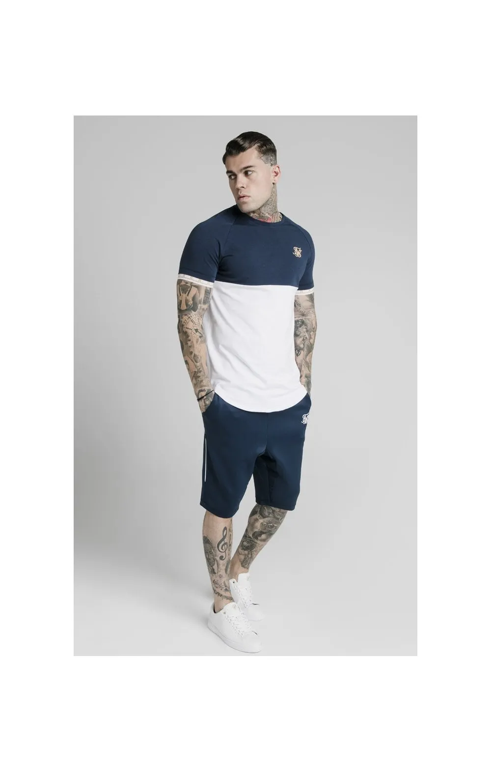 SikSilk S/S Cut & Sew Tech Tee - Navy & White sold by Siksilk product image thumbnail 3