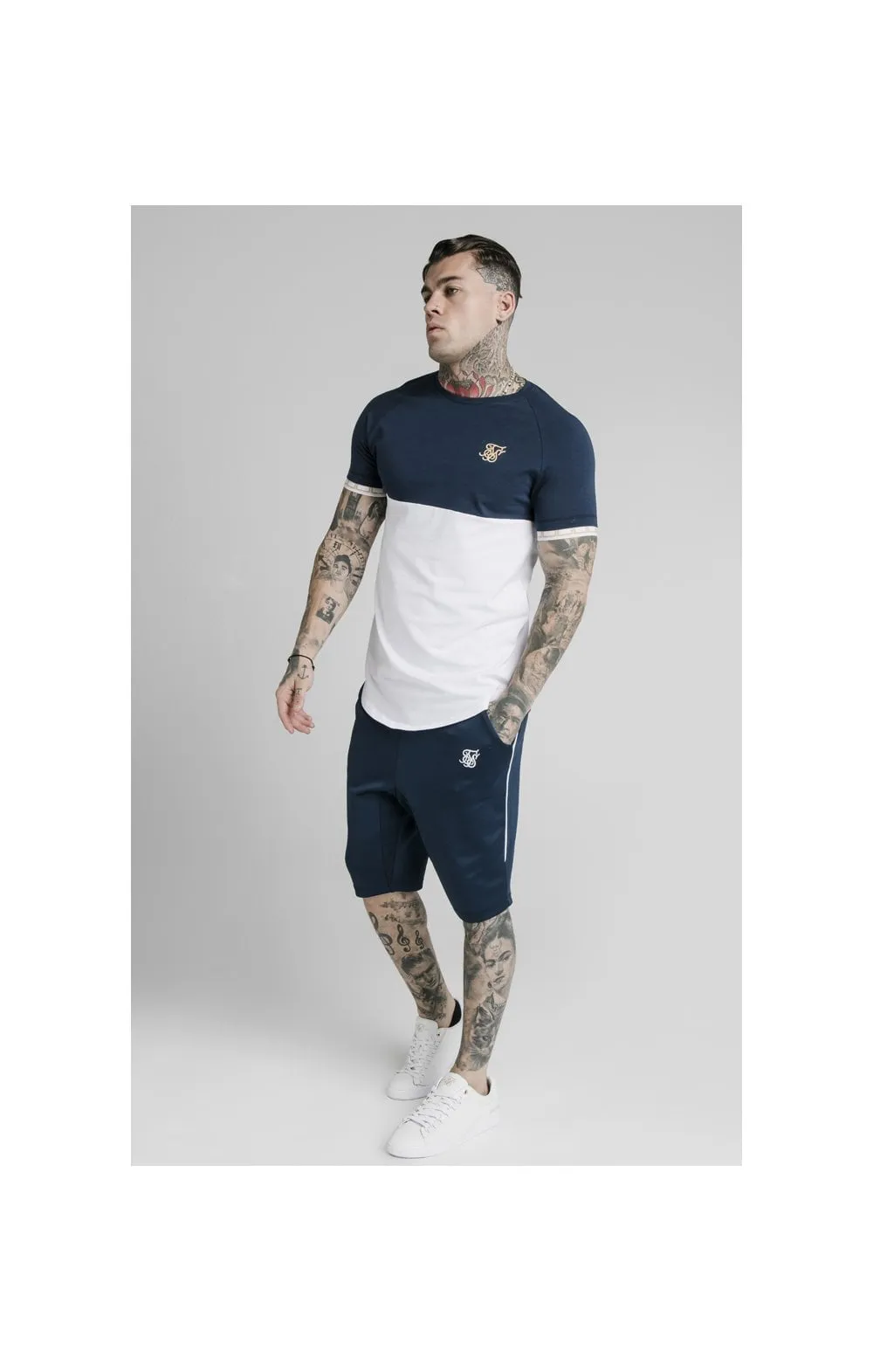 SikSilk S/S Cut & Sew Tech Tee - Navy & White sold by Siksilk product image thumbnail 4