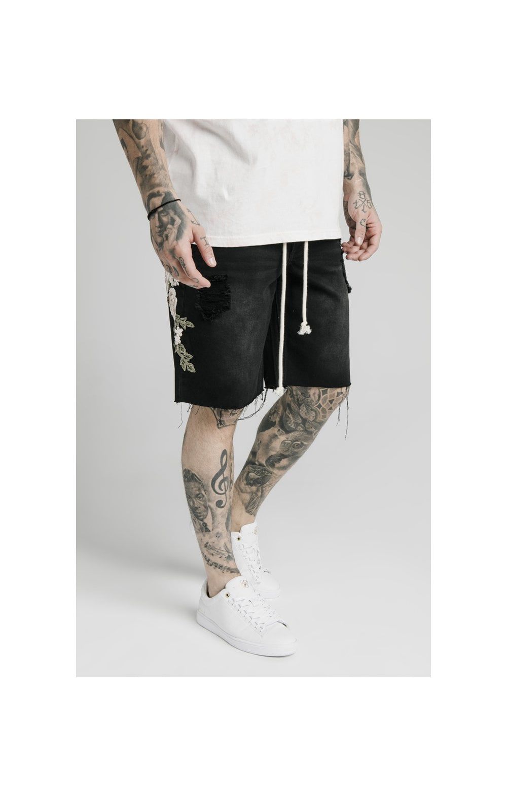 SikSilk Loose Fit Denim Shorts - Washed Black sold by Siksilk product image thumbnail 2