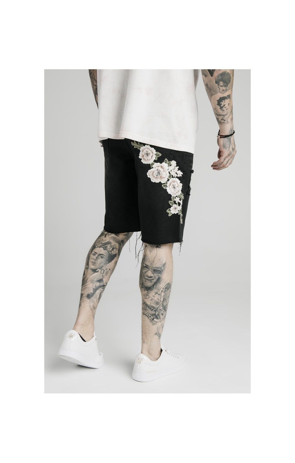 SikSilk Loose Fit Denim Shorts - Washed Black sold by Siksilk