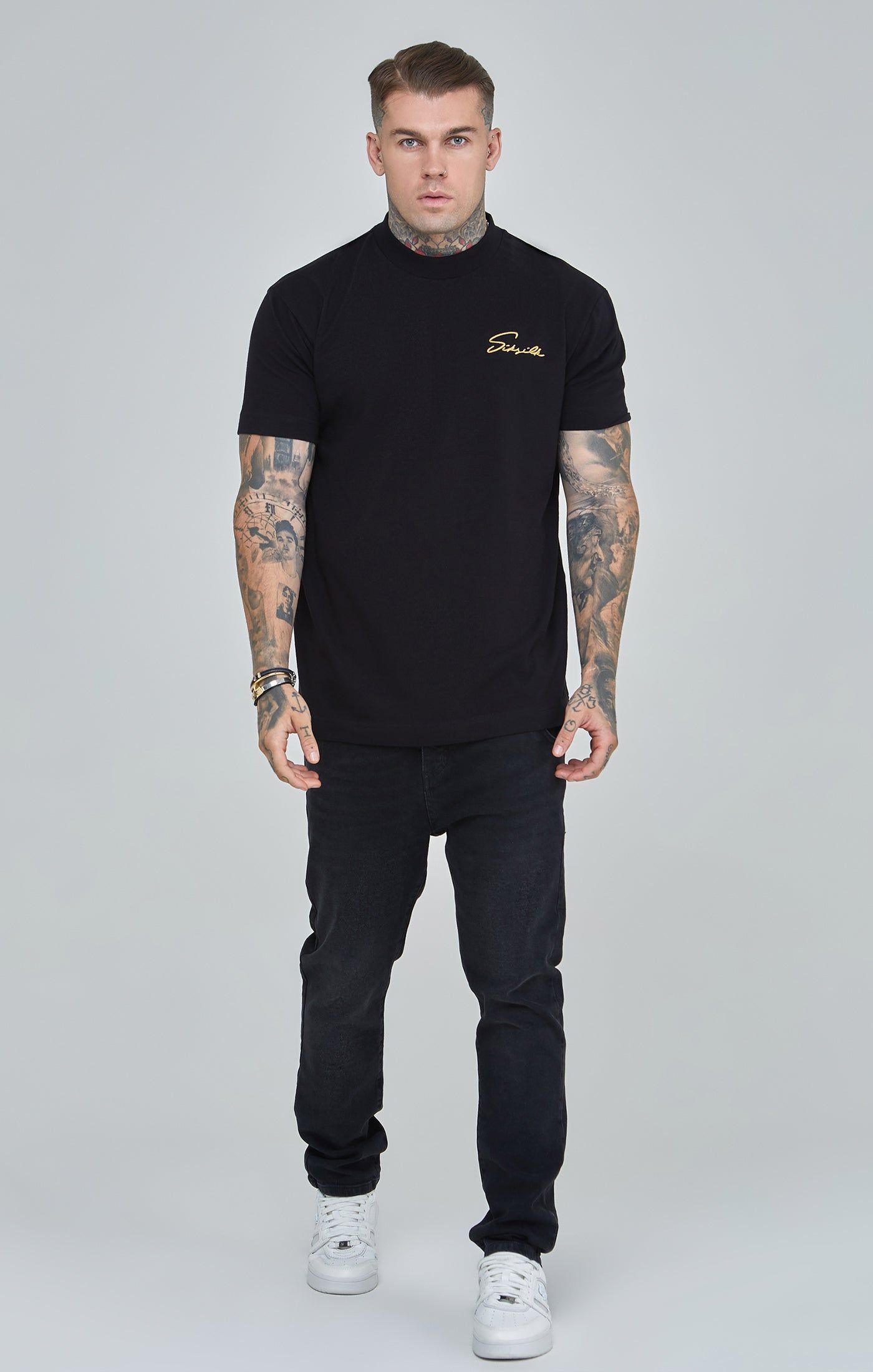 Black Script Print Oversized T-Shirt sold by Siksilk product image thumbnail 6