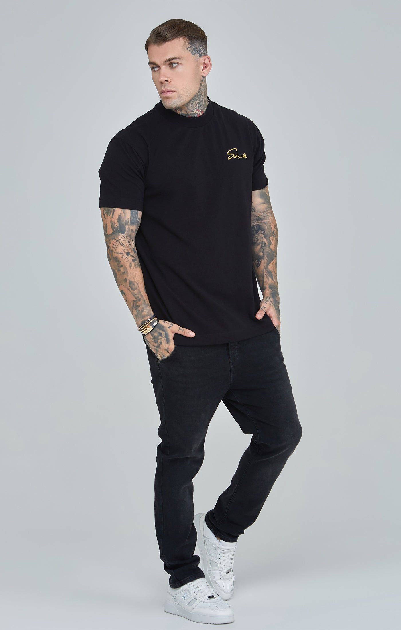 Black Script Print Oversized T-Shirt sold by Siksilk product image thumbnail 3