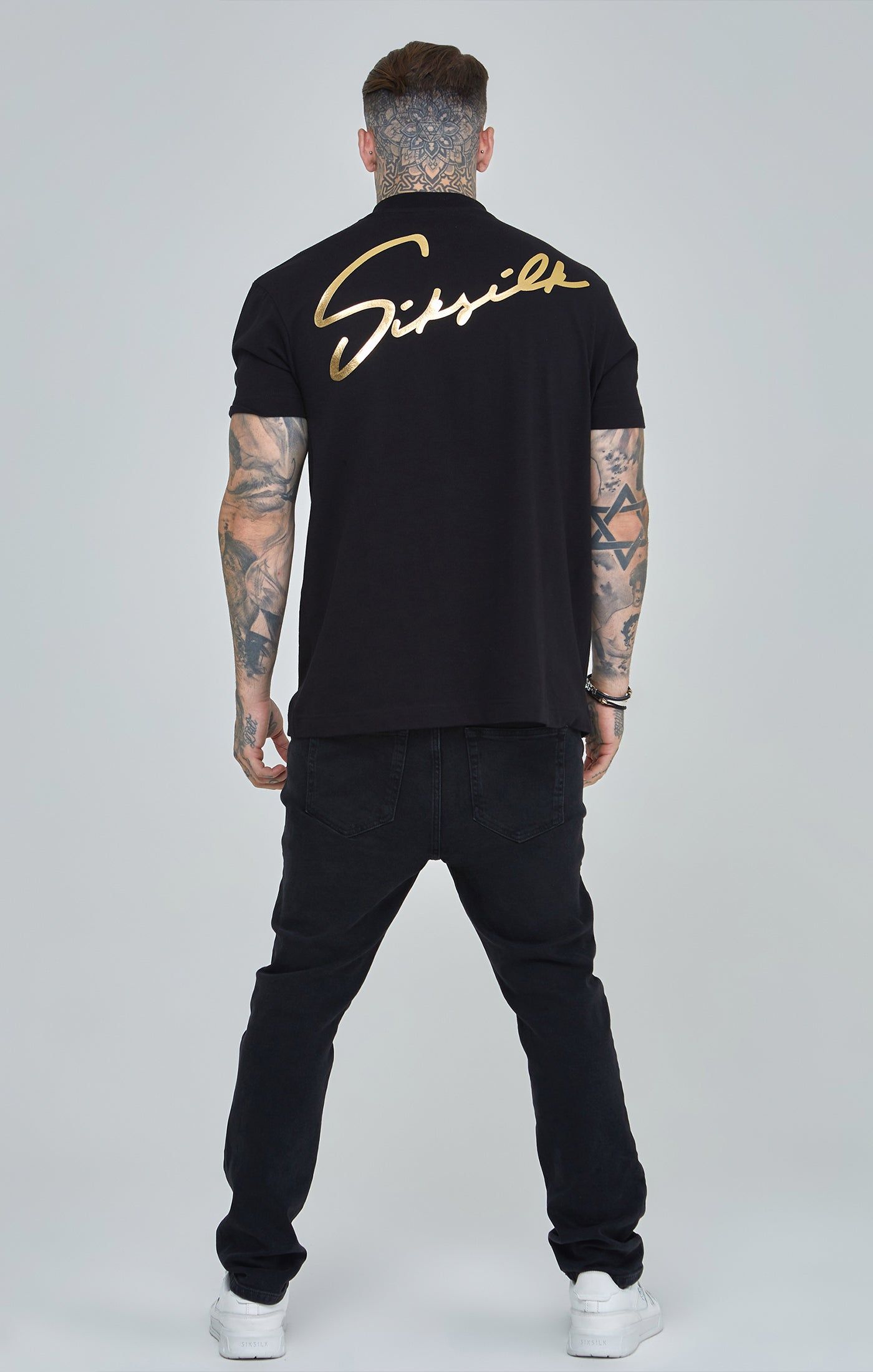 Black Script Print Oversized T-Shirt sold by Siksilk product image thumbnail 5