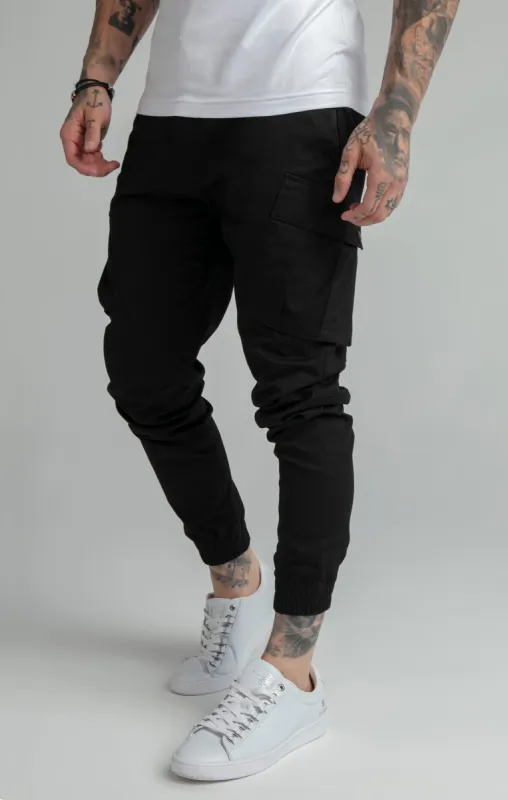 Black Cuffed Cargo Pant sold by Siksilk