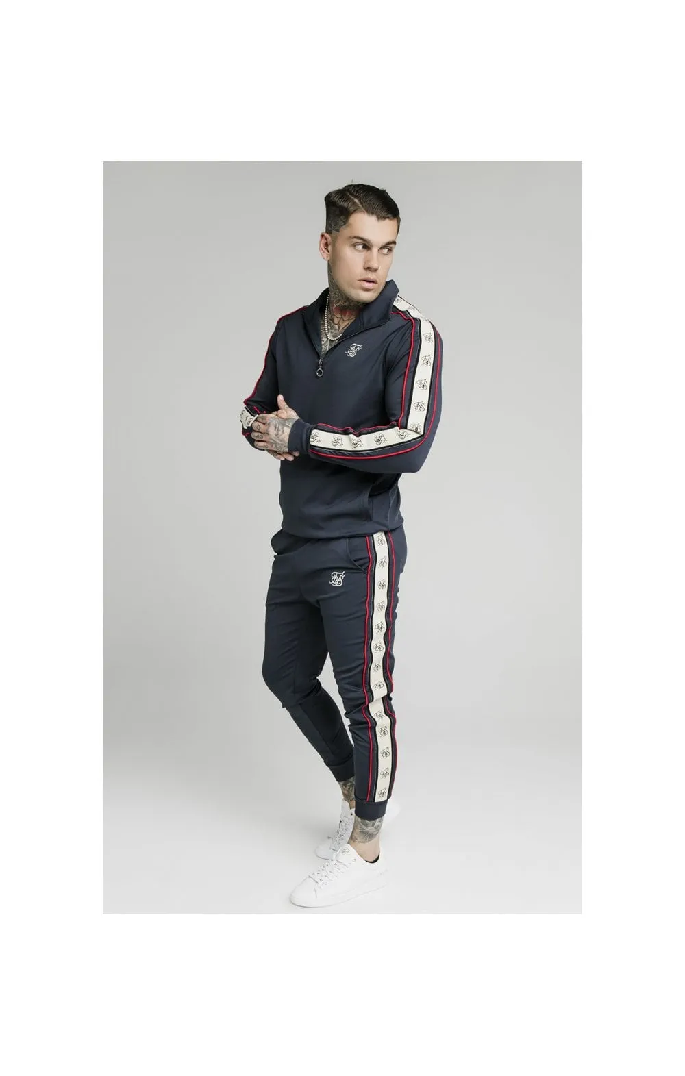 SikSilk Premium Tape 1/4 Zip Funnel Neck Hoodie- Navy sold by Siksilk product image thumbnail 3