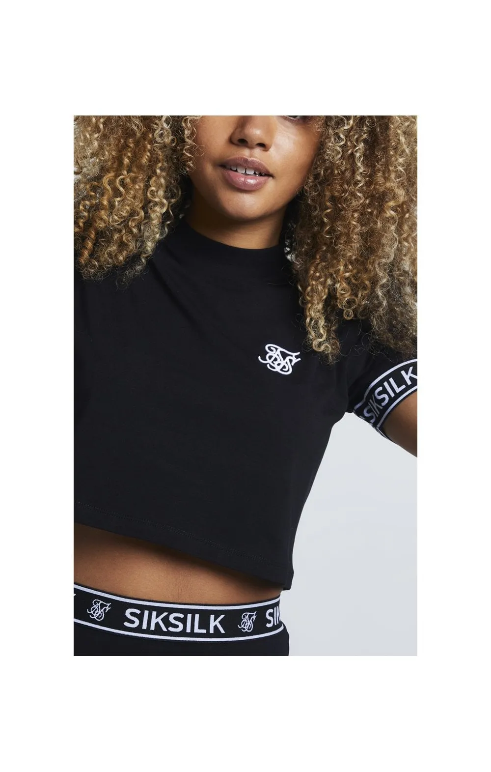 SikSilk Panel Tape Crop Tee - Black sold by Siksilk