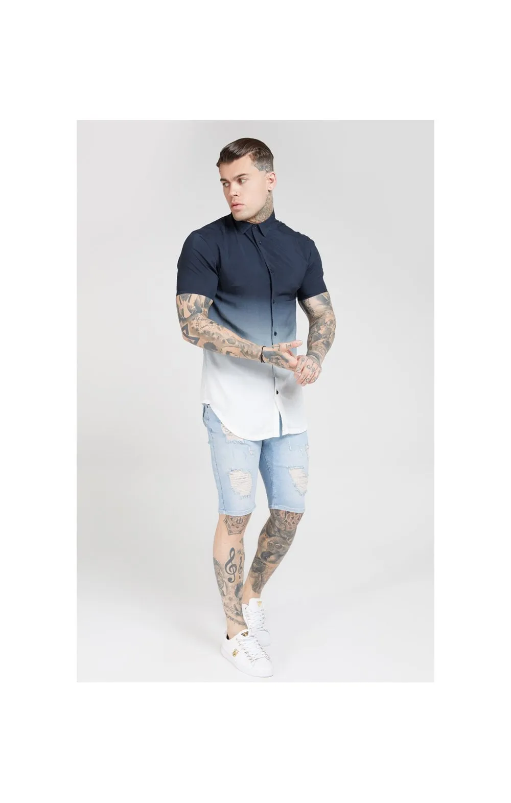 SikSilk Resort Shirt – Navy & White sold by Siksilk product image thumbnail 4