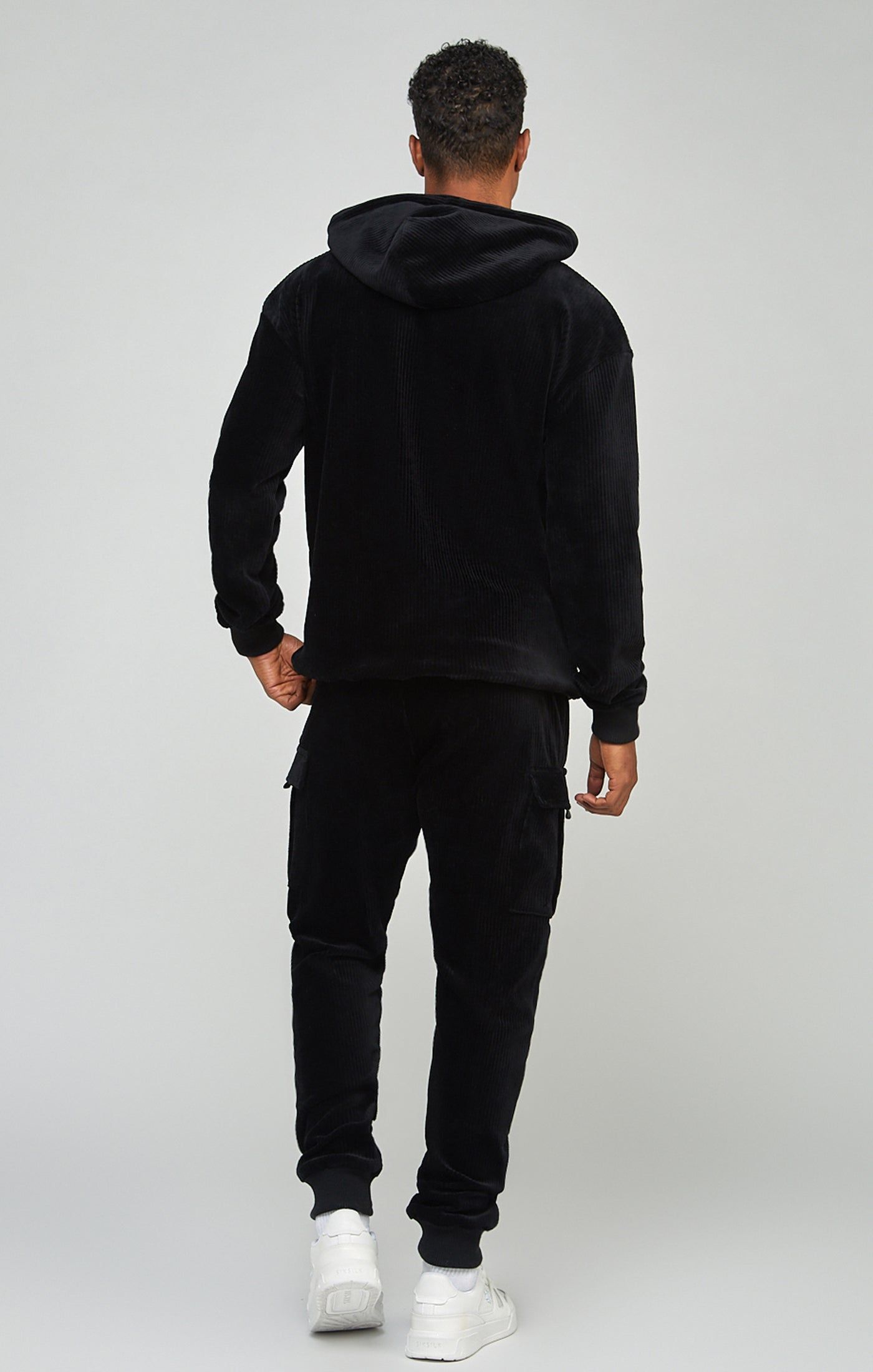 Black Corduroy Applique Logo Overhead Hoodie sold by Siksilk product image thumbnail 5