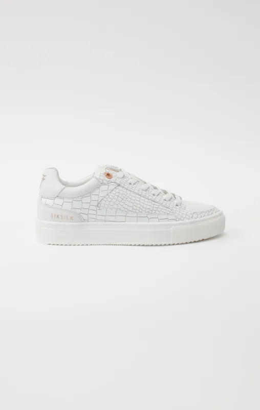 White Croc Effect Low-Top Trainer sold by Siksilk