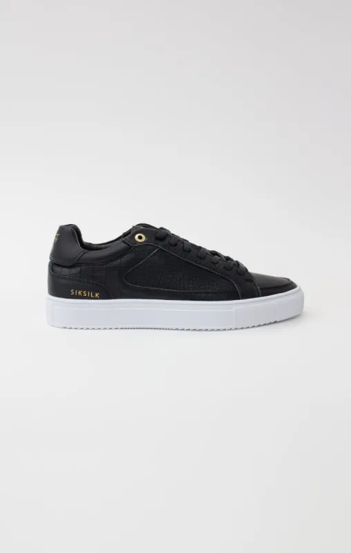 Black Croc Effect Low-Top Trainer sold by Siksilk