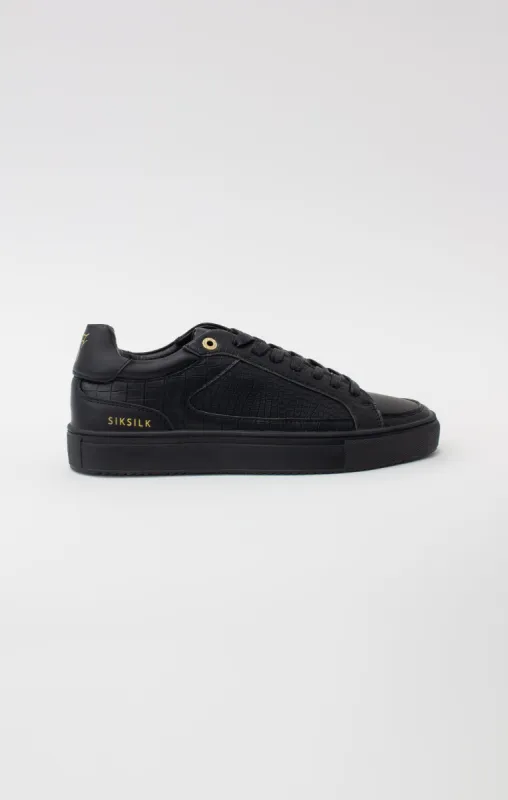 Black Croc Effect Low-Top Trainer sold by Siksilk