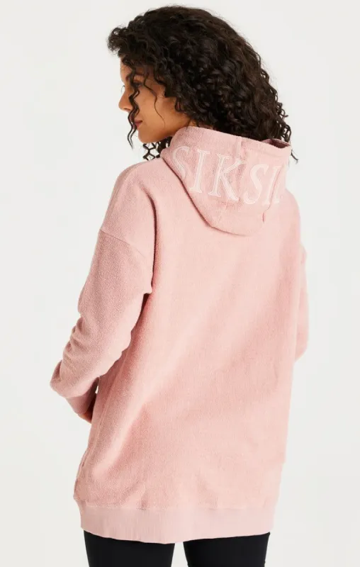 Pink Reverse Fleece Hoodie Dress sold by Siksilk