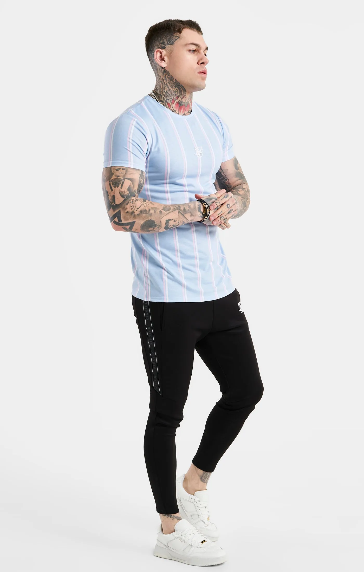 SikSilk Striped Tee - Blue, Pink & White sold by Siksilk product image thumbnail 4
