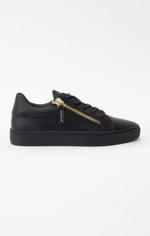 Black Croc Effect Classic Trainer With Zip sold by Siksilk
