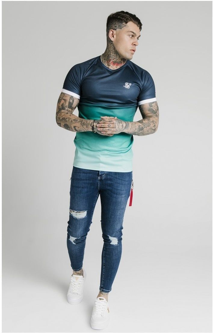SikSilk S/S Straight Hem Fade Tech Tee - Navy Pacific Fade sold by Siksilk product image thumbnail 5