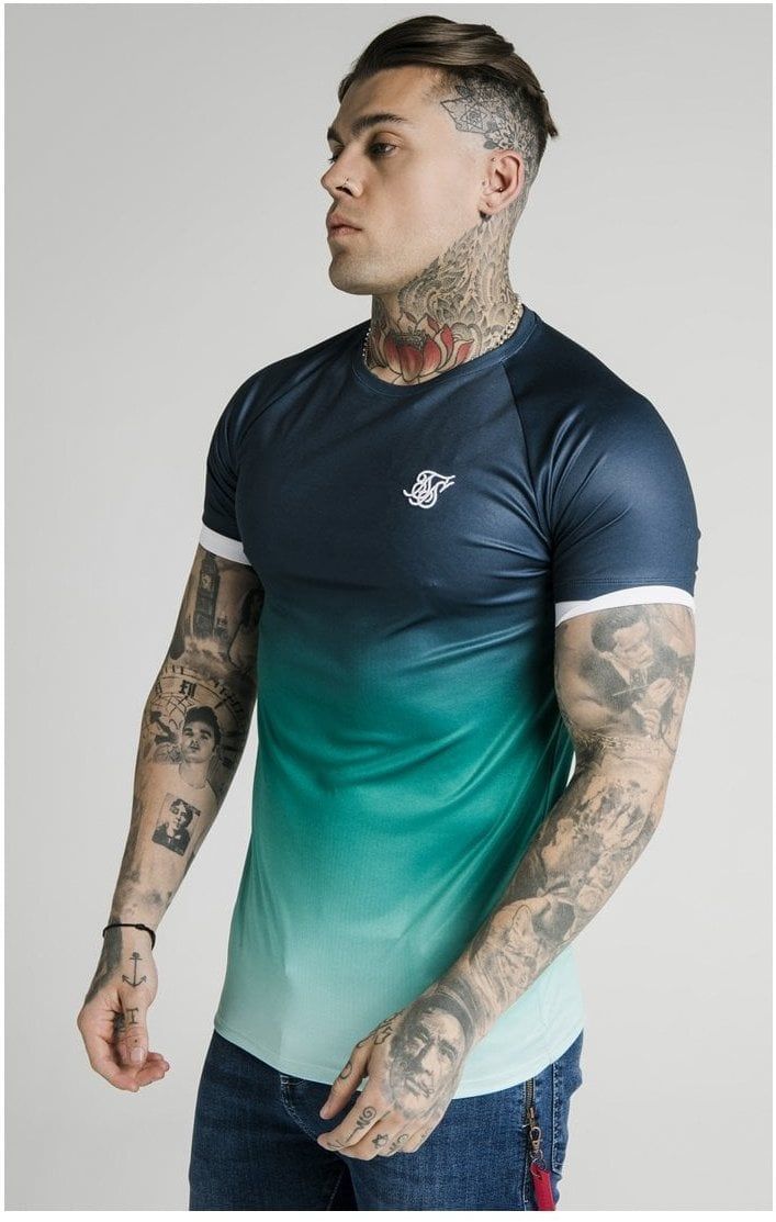 SikSilk S/S Straight Hem Fade Tech Tee - Navy Pacific Fade sold by Siksilk product image thumbnail 2
